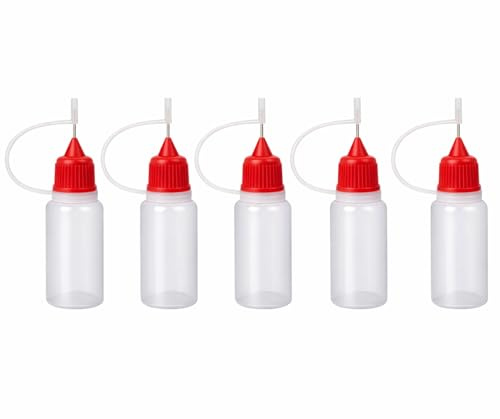 AKORD 5-Pack 20ml Plastic Squeezable Dropper Bottles with Precision Needle Tip – Reusable LDPE Bottles for Liquids, Oils, Glue, Hobby Crafts & E-Juice