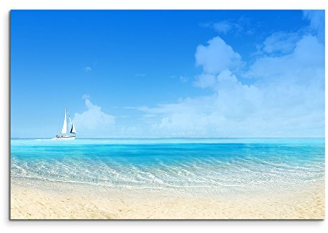 Paul Sinus Art Leinwandbild 120x80cm Landschaftsfotografie – Traumhafter Strand mit türkisem Meer