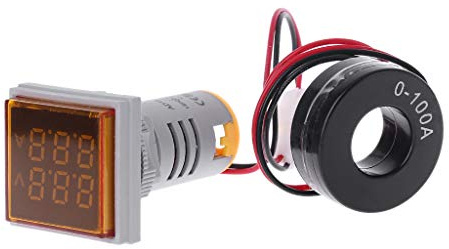 Quadrato LED Digitale Dual Display Voltmetro & Amperometro Misuratore di Corrente AC 60-500V 0-100A