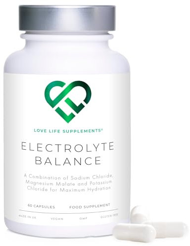 Electrolyte Balance, 60 Capsules, 30 Servings, High Strength 1000mg Sodium Chloride, Magnesium & Potassium for Maximum Hydration, Sugar Free Electrolytes Tablets, Zero Fillers - Love Life Supplements
