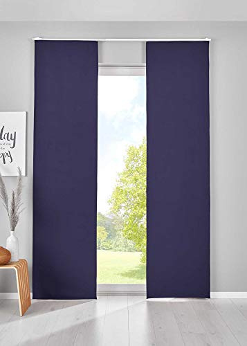Gardinenbox Newyork 202020680-2 Lot de 2 Rideaux occultants coulissants, coulissants, Opaques, Thermiques, 225 x 60 cm, Bleu