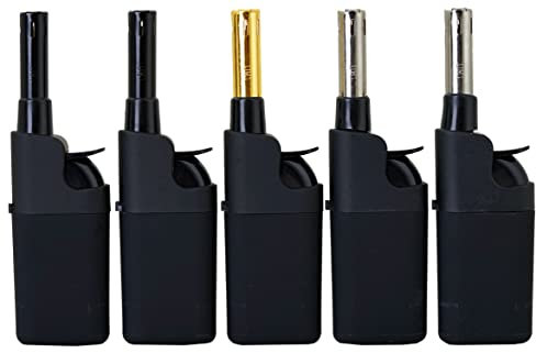 Stabfeuerzeug 10,5cm Elegant schwarz-Chrom Black Gold 5er Pack Leichtbedienung Seniorengerecht Anzünder BBQ