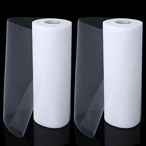 MIVIDE 2 Stück Tüllrolle Weiß, 91m*30cm Tüll Hochzeit Weiß, Tüll Stoffrolle für Kleider, Hochzeiten, Röcke, Dekoration, Verpackung