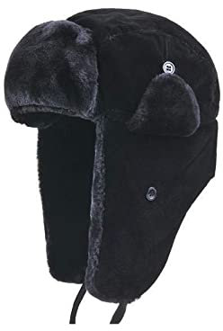 DEPAJA Russische Mütze Herren Winter Caps Hut Damen Pilot Flieger Bomber Trappermütze Kunstpelz Leder Schneemütze Mit Ohrenklappen Winddicht, Schwarz, Einheitsgröße