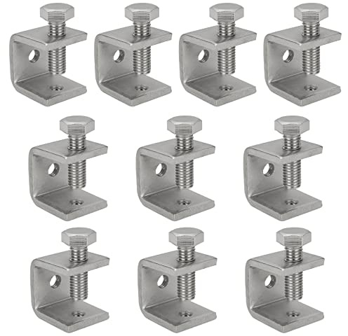 MIVIDE 10PCS Small C Clamps for Woodwork 21MM, Stainless Steel Welding Clamps, Metal Woodworking C-Clamps for DIY Woodworking, Welding, Cabinetry