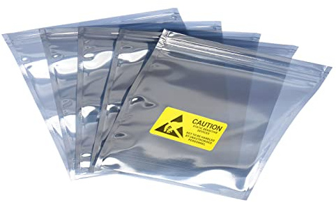 Rebower Anti Statiche Borse ESD Schermatura Borse Richiudibili con Etichette, [per Dispositivi Elettronici GPU Hard Unità SSD HDD Scheda madre] - 8x9/10pz