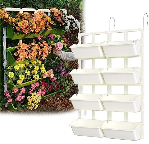 Blumenampel Außen, Großer Hängender Pflanztopf Für Den Außenbereich, Hängende Pflanzgefäße Für Den Zaun, Erdbeer-Pflanzgefäß, Geländer-Zaun-Pflanzgefäß Mit Abnehmbaren Haken ( Color : Wit , Size : 93*