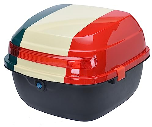 JUNNIU Elektrischer Fahrrad-Kofferraum, Motorrad-Heckbox, rechteckiges Gepäckbox-Topcase mit Sicherheitsschloss, Top-Lock-Aufbewahrungskoffer/Patchwork-Farbe Decoration