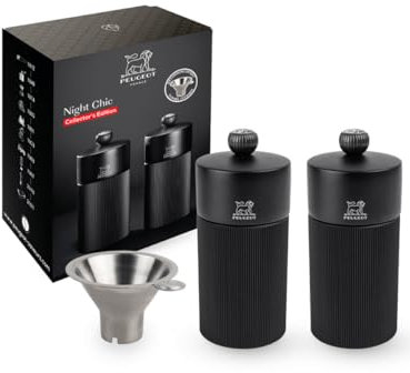 Line Duo, 12 cm, Pfeffer- und Salzmühle, mattschwarz inkl. Edelstahl-Trichter