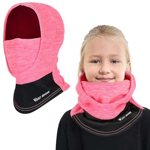 AYPOW Kinder Sturmhaube Winter, Multifunktional Winddicht Fleece Warm Skimaske Radfahren Gesichtsmaske unter dem Helm, Sturmmaske Mütze mit Halswärmer für Jungen Mädchen 6–13, Winter Outdoor Sport