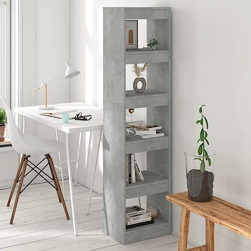 AJSEOYBS Frei stehender Bücherturm,eckregal hängendBücherregal/Raumteiler Betongrau 40x30x166 cmGeeignet für Schlafzimmer, Arbeitszimmer, Wohnzimmer, Büro, Empfangsraum