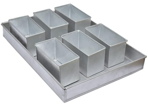 EUROTINS Juego de 6 mini moldes rectangulares para tartas, parte inferior suelta, para cumpleaños, aniversario, fiesta, porciones pequeñas (aproximadamente 4 x 2.1 x 2.5 pulgadas)