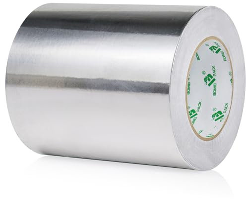 BOMEI PACK Aluminum Foil tape 150mm x 50m for home Heating,Ventilation HVAC air Ducts Repairing,Fixing,kitchenJointing,flame,Cold,heat resistant Moisture,Waterproof
