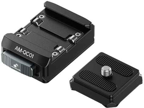 SIRUI Kit Piastra a Sgancio Rapido, 38mm Adattatore per Montaggio su Telecamera con Interruttore Rapido con Fori Filettati da 1/4-20 e 3/8-16, Piastre di Base per Treppiede e Monopiede, AM-QC01