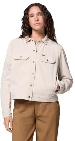 Columbia Womens Blue Point Creek Short Corduroy Shirt Jacket, Dark Stone, X-Small