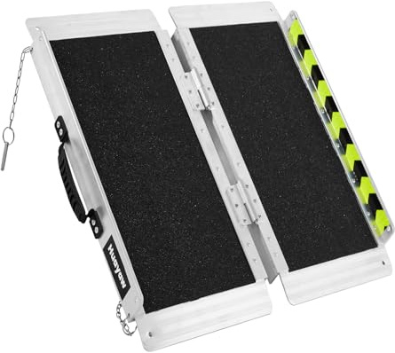 Huayaw 3FT Portable Wheelchair Ramp Folding Aluminum Ramp for Home Doorways | Anti-Slip Mobility Handicap Ramp with Side Rails for Steps Stairs Thresholds Entryways Wheelchairs Scooters and Strollers