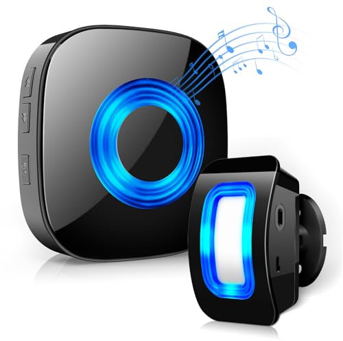 PHYSEN Sensor de Movimiento Inalámbrico con Alarma Sonora, Detector de Movimiento,Timbre Inalámbrico, Alarma de Seguridad Entrada, 58 Tonos + 5 Volúmenes, para Entrada/Hogar/Tienda/Oficina