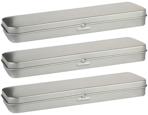 HAPINARY Weißblech Stiftebox 3 Stück 160 * 54 * 20mm Tragbarer Schreibwaren Organizer Mit Klappdeckel Für Schüler Bleistift Und Buntstiftaufbewahrung Für Schule Büro Unterwegs