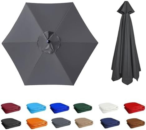 Generic Fundas de Repuesto Para Sombrilla, 2-3.5M Tela de Sol, Protección Solar, Usado Para Jardines, Patios, Playas, Piscinas,Gris,8Ribs: 2.5M/8.2 Pies
