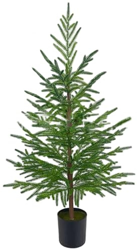 Artificial Christmas Trees 3ft Lifelike Norfolk Pine Christmas Tree with Black Pot Realistic Decorations for Indoor Outdoor