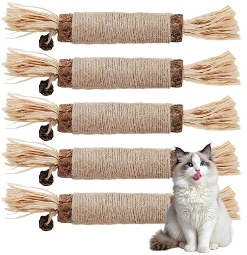 5 Stück Silvervine Sticks für Katzen 15 Zoll Zähne reinigende natürliche Matatabi Gesunde Katzen-Kausticks fördern die Verdauung Silvervine für alle Rassen Kätzchen für