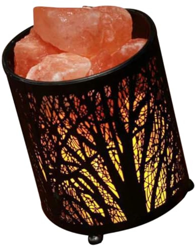 VILLFUL Lámpara de Sal Decorativa de Mesa con Diseño de Cesta de Hierro Hueco Luz Nocturna Pequeña para Dormitorio Resistente y Elegante para Ambiente Cálido
