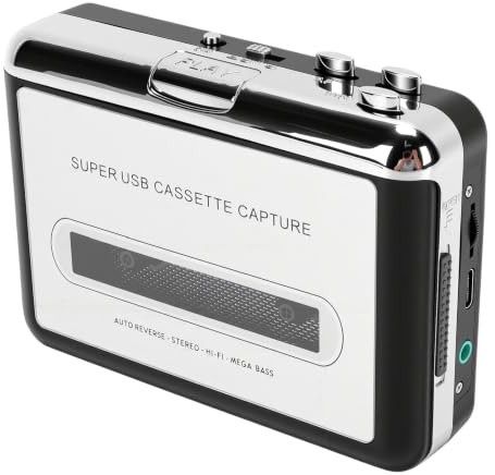 Sxhlseller Reproductor de Cinta de Casete USB con Convertidor de MP3 Grabadora de Cinta Portátil, Reproductor de Casete con Auriculares, Digitalizador de Cintas Inversas Automáticas