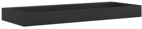 Foknhdi Lavabo da 120 x 46 x 11 cm, in ghisa minerale, nero opaco, moderno lavabo da parete e lavabo da appoggio per bagno e WC degli ospiti, doppio lavabo rettangolare in marmo pressofuso con foro