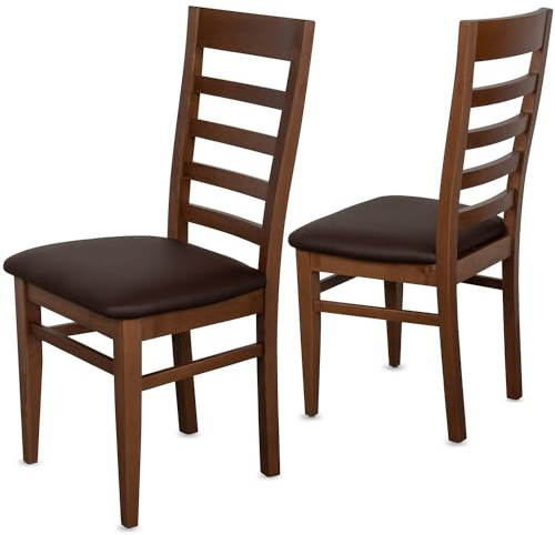 Staboos Esszimmerstühle 2er Set Massivholz Buche, Nussbaum/Braun CH62 | bis 150 kg, fertig montiert, Sitzpolster austauschbar, Küchenstühle & Esstisch Stühle, für Wohnzimmer & Esszimmer
