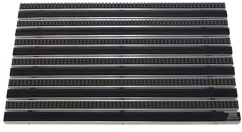 EMCO Eingangsmatte DIPLOMAT 22mm Gummi schwarz + Bürsten grau Fußmatte Schmutzfangmatte Fußabtreter Antirutschmatte, Größe:740 x 490 mm