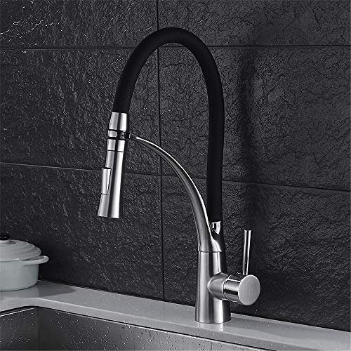 YAWEDA Drahtzieherei Küchenarmatur Waschgemüse Bassin-Wannen-Kopfbrause Dusche-Kopf 360 Grad-Schwenker-Wasser Schwarz Einhand