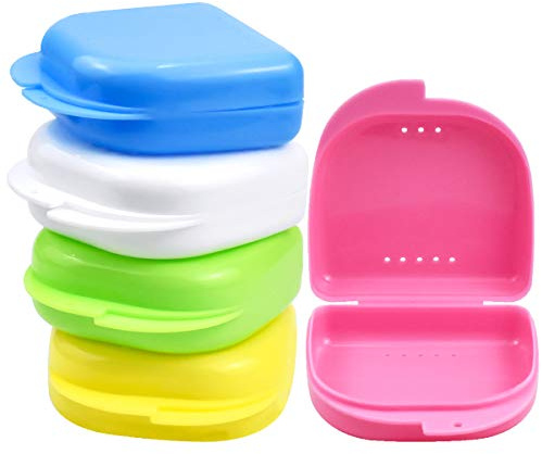 NATUCE Boite Appareil Dentaire, 5 Pièces Mince Boîtes de Dentier, Boîtes de Rangement pour Prothèse Dentaire, Retenue Orthodontique, protège-dents - Avec trous d'aération