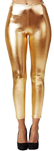 dressforfun Metallic Leggings Damen, glänzende Hosen Damen, High Waist Hose Damen, Glitzer Hose, Leggins Wet Look, Mode, Mermaid Kostüm, Karnevalskostüm Damen, Fasching, Karneval Kostüm