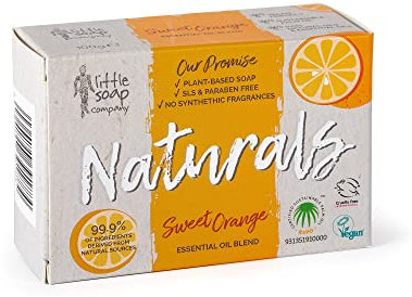 Little Soap Company Naturals Range - Bar Soap | Vegan, Cruelty Free, No SLS or Parabens, Refreshing Cleansing Soap bars, Natural Eco Friendly Body & Hand Soap, 100g (Sweet Orange)