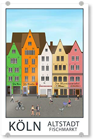 artboxONE Acrylglasbild 30x20 cm Städte Köln - Fischmarkt Bild hinter Acrylglas - Bild köln City Cologne