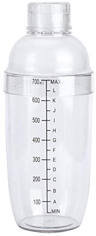 Coctelera de plástico, coctelera para PC con escala, leche, tetera, jugos, vino, copa de plástico para la tienda de bar en casa(700ml)