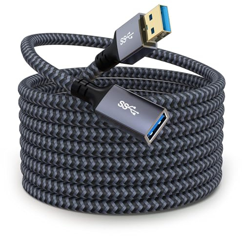 Hisatey USB Extension Cable 20ft- USB3.0 Speeds,Durable Braided Design Type A Male to Female USB Extender for Printer, USB Keyboard,Mouse,Flash Drive
