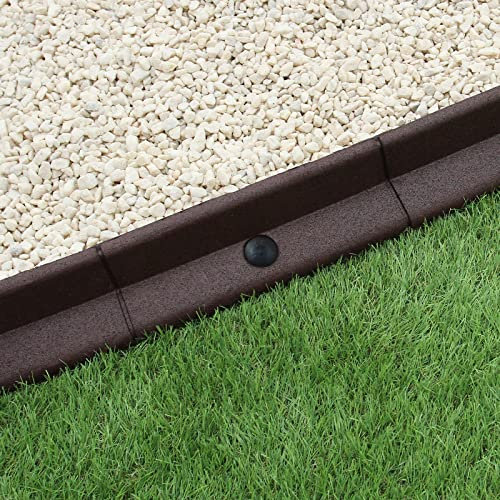 MonsterShop - Bordatura per Aiuole Bordo Prato da Giardino Palizzata Flessibile fino a 70° in Gomma Resistente agli UV Pezzi da 1.2m - Marrone - 4 pezzi