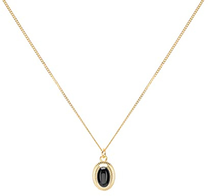 LUUK LIFESTYLE Collane in argento sterling 925, 50cm, con ciondolo pietra onice nero e rosso dal design elegante, gioielli da donna moderni, stile Vintage, nei colori argento e oro