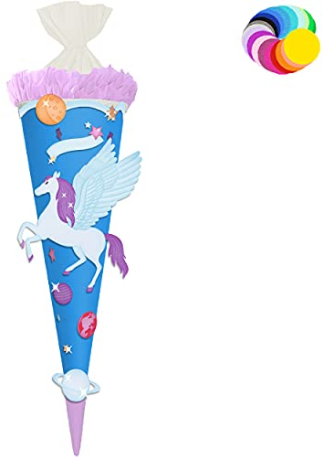 alles-meine.de GmbH Bastelset - Schultüte Farbe & Größe wählbar 70/85 / 100 cm - Einhorn - Pegasus - Farbe frei wählbar - Bastelschultüte - Zuckertüte zum selber Basteln Be..