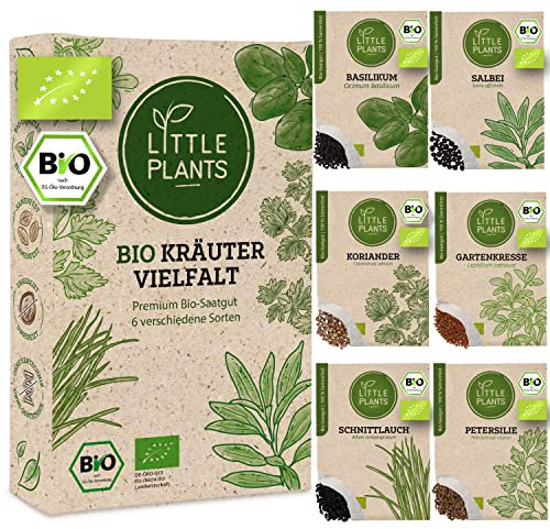 Bio Kräutersamen Set - 6 Sorten Kräuter Samen, Saatgut für Garten Balkon Hochbeet und mehr - Pflanzensamen Set