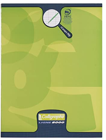 Calligraphe 108703AMZC Lot de 6 Cahiers d'Écriture Agrafés Verts (une Marque de Clairefontaine) - 17x22 cm - 32 Pages Grands Carreaux 3 mm Agrandis 12/12 - Papier Blanc 90 g - Couverture Carte Offset