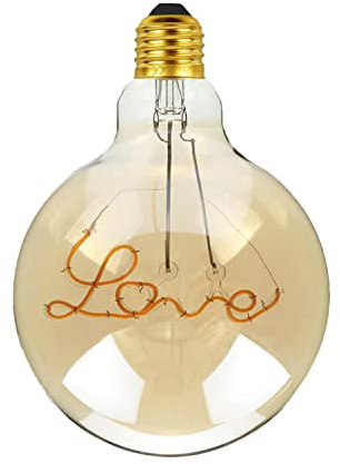 LEDSone G125 Vintage Edison LED Bulb 4W E27 Screw Base Warm White Light Decorative Love Filament Globe Bulb Retro Style Love Design Filament Glass Antique Indoor Lamp Lighting Bulb