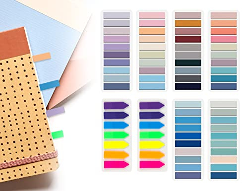 ZoeTekway Index Haftnotizen Tabs, 1480 Stück Farbe Stile Pagemarker Set, Farbe haftnotizen sticky notes, Schulbürobedarf, buch notizzettel zubehör, book tabs index tabs