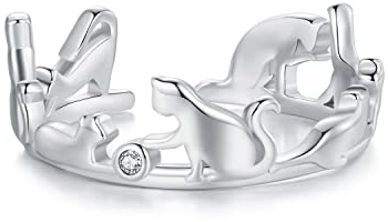NewL Katzenring für Damen, Katzenringe, schöne Katzen, Tierring, Umarmungsringe, Schmuck für Frauen, Schmuck, Vergoldet