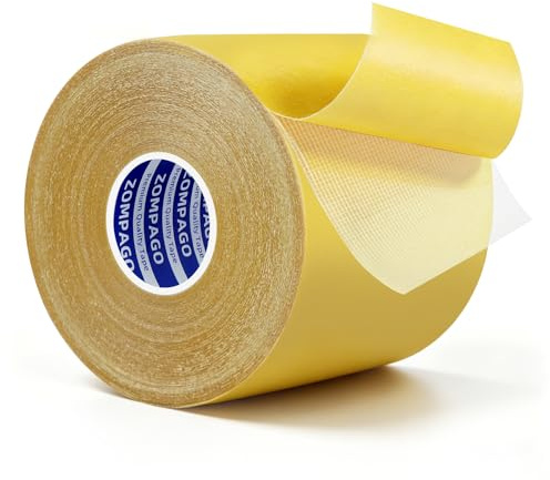 ZOMPAGO 20m Double Sided Carpet Tape,Heavy Duty Adhesive for Secure Rug Grip, No Residue, Easy Install, Ideal for Hardwood Floors, Tiles, and Carpeted Floor, Home & Office Use, 8cm Wide