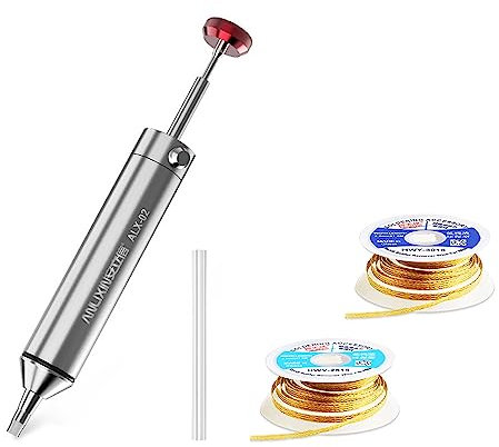 Owootecc Solder Sucker Desoldering Pump with High-Temperature Resistant Flexible Silicone Nozzle, Premium Aluminum Housing Stronger Suction Power Aluminum Housing Accessory for Professional Welders