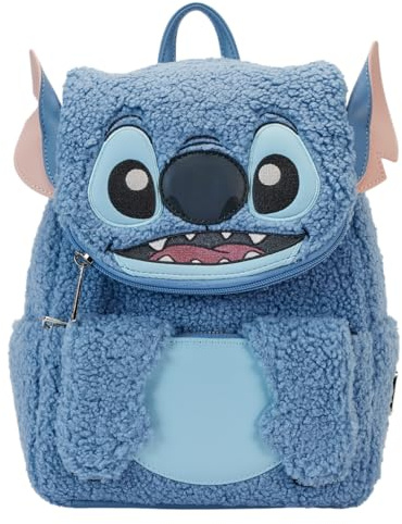 Loungefly Disney Stitch Plüsch Sherpa Mini Rucksack, Mehrfarbig/Meereswellen (Ocean Tides), Einheitsgröße