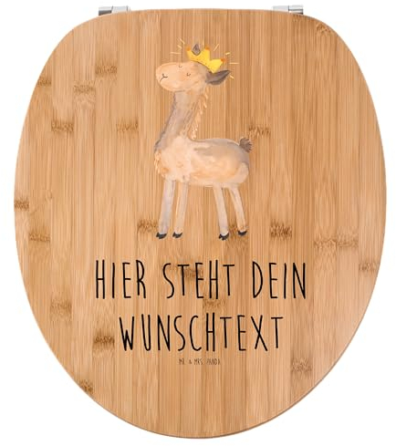 Mr. & Mrs. Panda Personalisierter WC Sitz Motiv Lama König - Personalisierte Geschenke, Mama, WC-Sitz, Abi, Klodeckel, Lamas, Klobrille, Toilettendeckel, Toilettensitz, Abitur, mit Namen