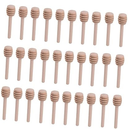 MAGICLULU 30 Piezas Palo De Miel De Madera Agitador De Servidor De Miel Cucharada De Miel Cucharas De Miel Mini para El Té Tarro De Albañil Utensilio De Miel Frasco Café